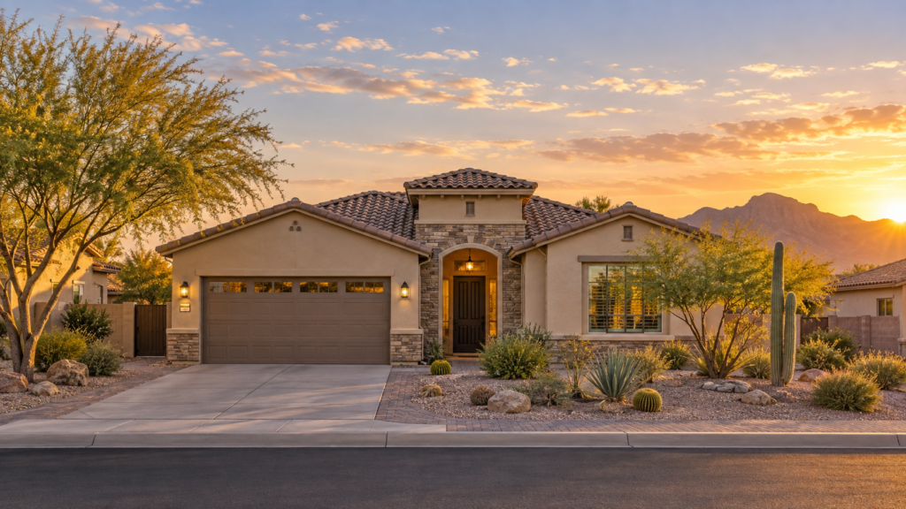 Home for sale in an East Valley Arizona neighborhood in fall